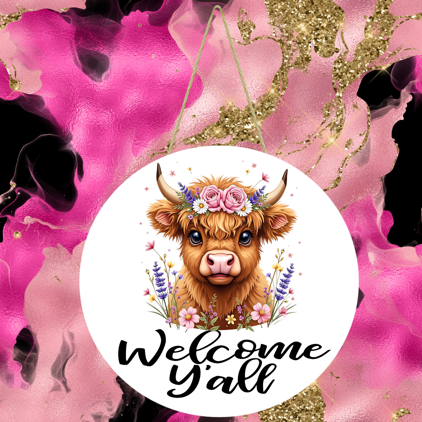 HIGHLAND COW WELCOME SIGN